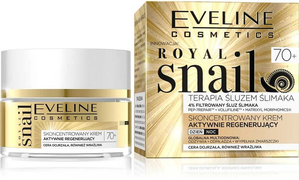 Eveline Cosmetics Eveline Royal Snail 70+ koncentruotas aktyviai regeneruojantis kremas dienai ir nakčiai 50ml