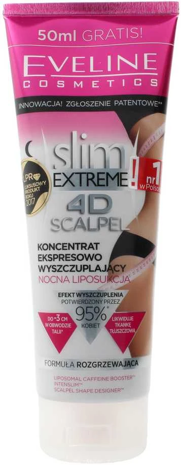 Eveline Cosmetics Eveline Slim Extreme 4D Scalpel Express Liekninamasis koncentratas naktinis riebalų nusiurbimas, 250 ml