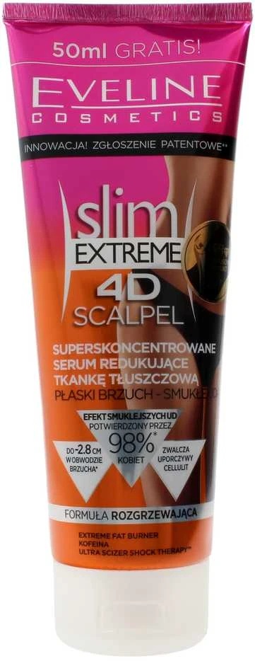Eveline Cosmetics Eveline Slim Extreme 4D skalpelis superkoncentruotas serumas, mažinantis riebalinį audinį, 250 ml