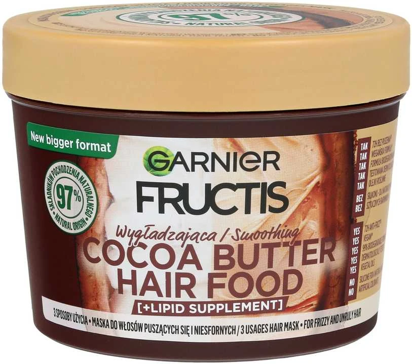 Garnier Fructis Cocoa Butter Hair Food lyginamoji kaukė slenkantiems ir nepaklusniems plaukams 400ml