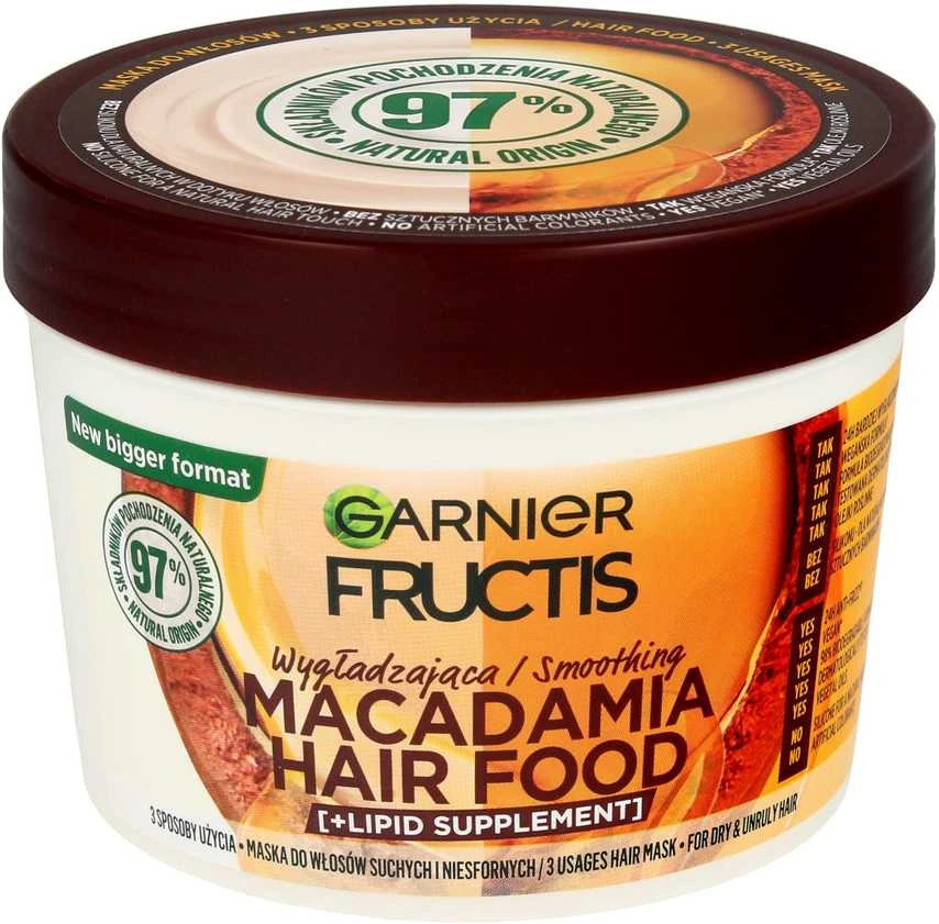 Garnier Fructis Macadamia Hair Food glotninanti kaukė sausiems ir nepaklusniems plaukams 400ml