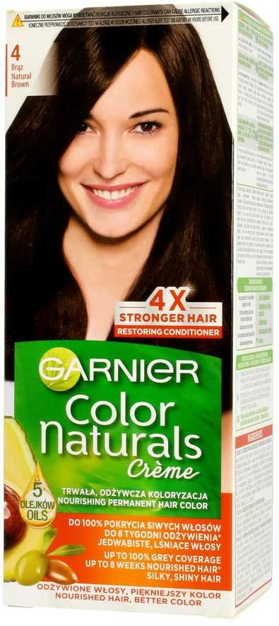 Garnier Color Naturals 4 nr. natūraliai ruda plaukų dažų dėžutė