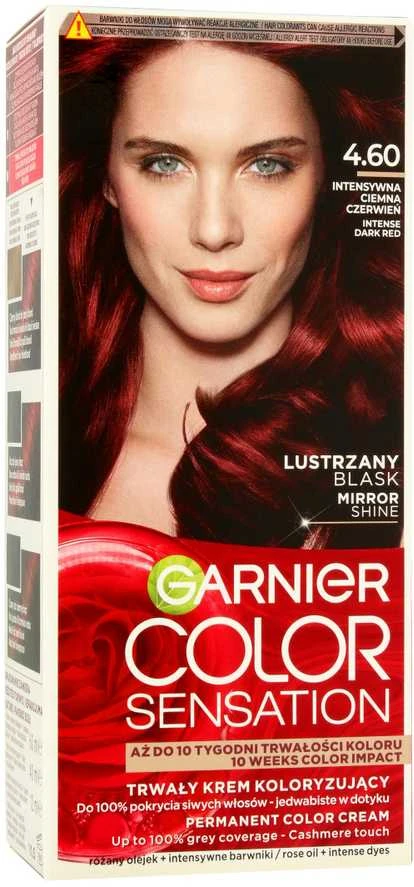 Garnier Color Sensation 4.60 raudonų plaukų dažai dėžutėje