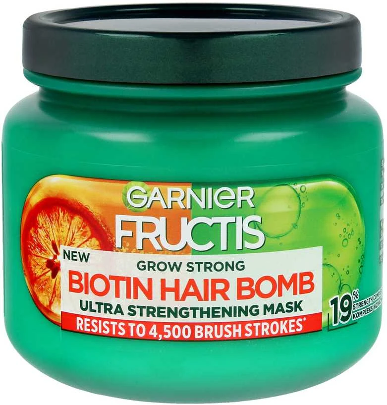 Garnier Fructis Grow Strong Biotin Hair Bomb stiprinamoji plaukų kaukė 320ml