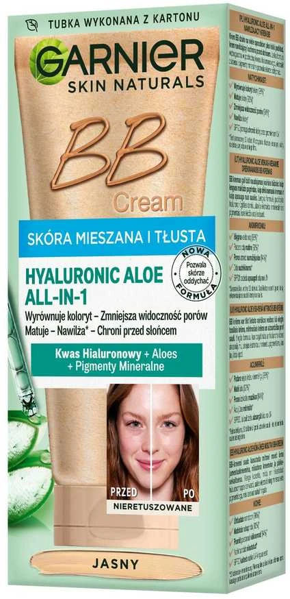 Garnier Hyaluronic Aloe All-In-1 BB kreminis mišriai ir riebiai odai šviesiai, 50 ml