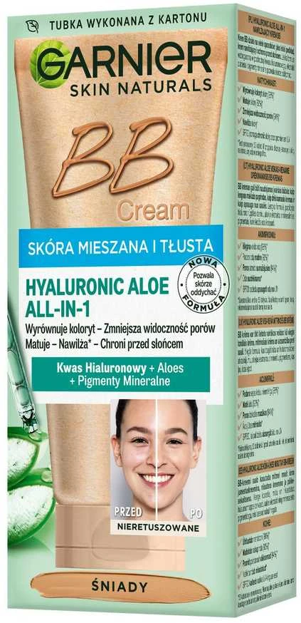 Garnier Hyaluronic Aloe All-In-1 BB kreminis mišriai ir riebiai odai, 50 ml