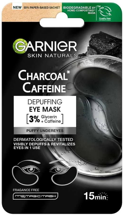 Garnier Skin Naturals Charcoal Caffeine Depuffing Eye Mask Akių kaukė