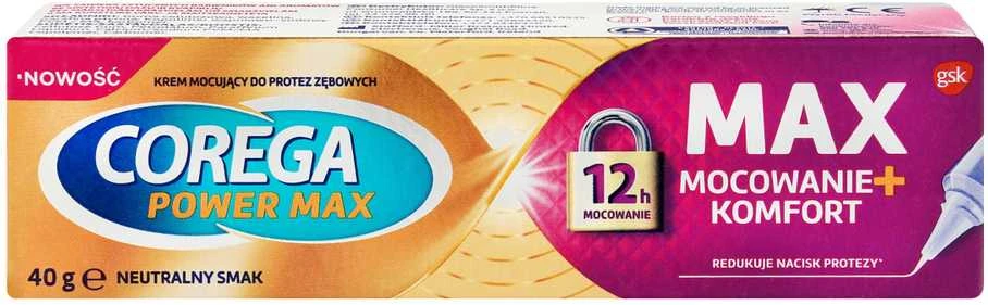 Corega Power Max Fixation + Comfort kremas protezams neutralaus skonio 40g