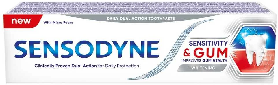 Sensodyne Padidėjusio jautrumo ir dantenų balinimo dantų pasta su fluoru, 75 ml