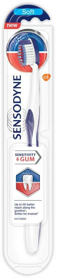 SENSODYNE dantų šepetėlis jautrumui ir dantenoms, minkštas, 1 vnt.