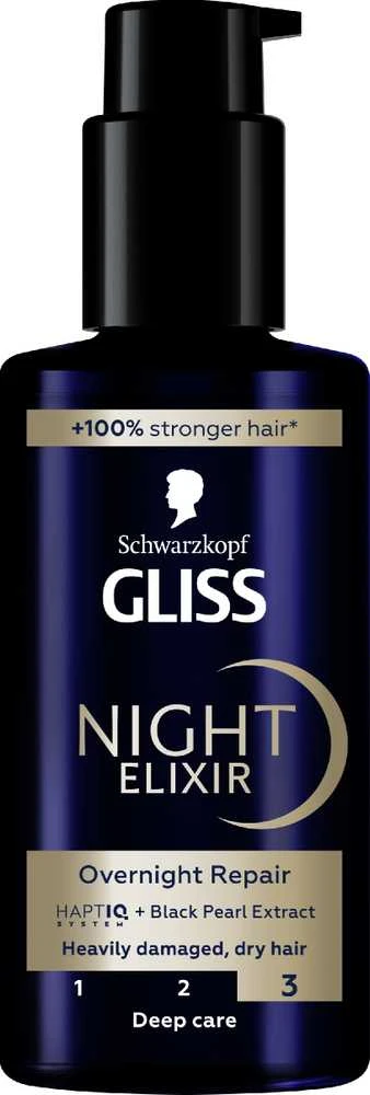 Schwarzkopf Gliss Night Eliksyras Sérum Cabello Dañado, 100 ml