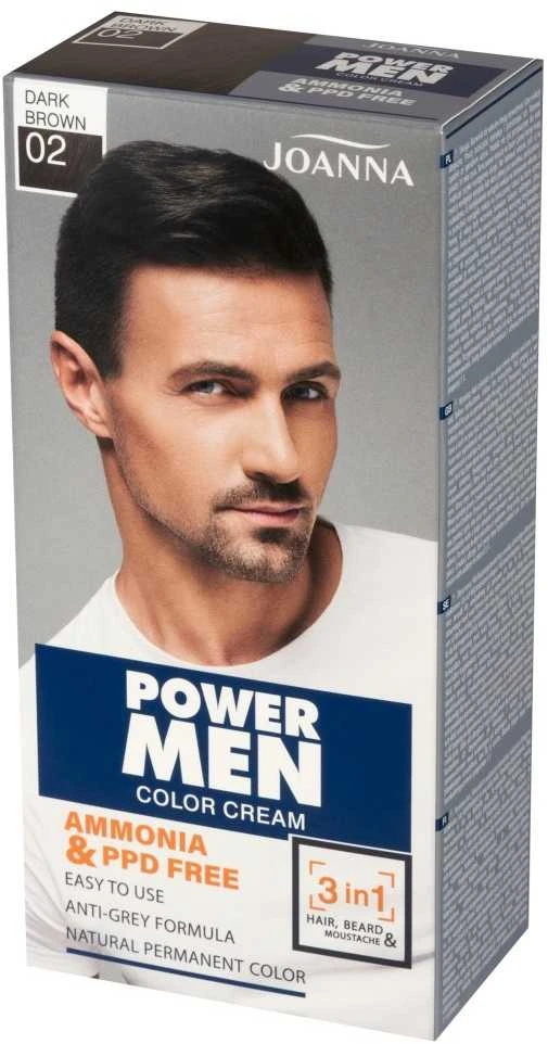 Joanna Power Men Color Kreminis 3in1 02 Tamsiai ruda, 30 g