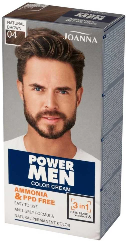 Joanna Power Men Color Kreminis 3in1 04 Natural Brown, 30 g