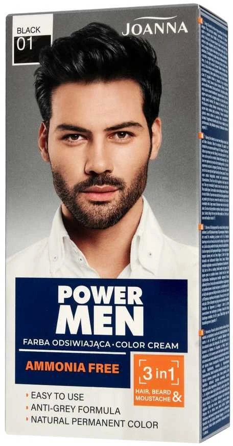 Joanna Power Men Color Kreminis 3in1 01 Juodas, 30 g