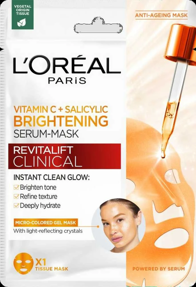 L'Oréal Paris Revitalift Clinical Vitamin C Brightening Serum-Mask Face Mask moterims, 26 g