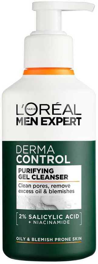 L'Oréal Paris Men Expert Derma Control Purifying Gel Valiklis veido prausiklis, 100 ml