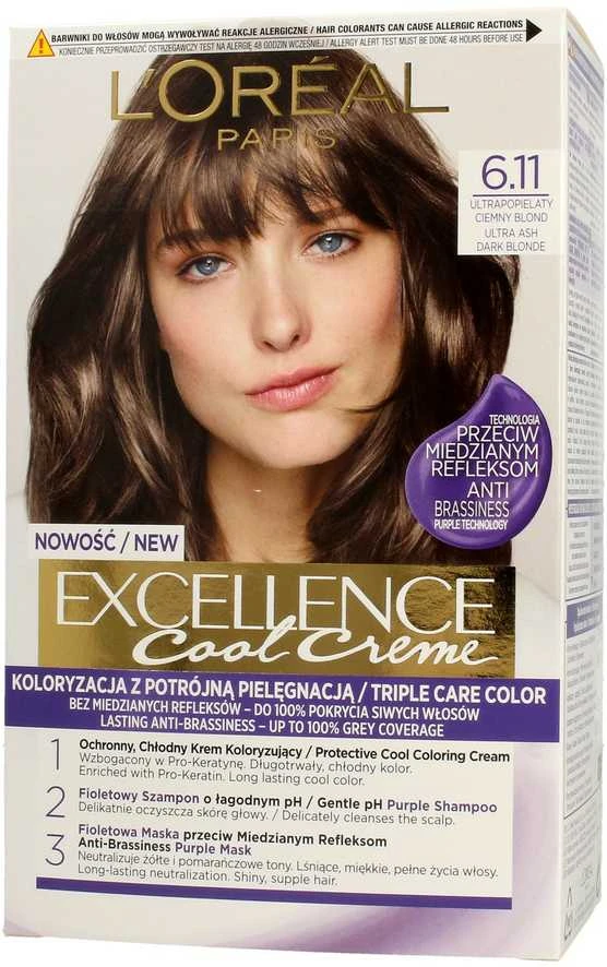 L'Oreal Paris Excellence Cool Creme 6.11 Ultra Ash Dark Skirtas šviesiems plaukams