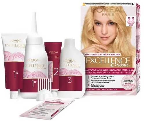 „L'Oreal Paris Excellence Creme 9.3“ labai šviesi auksinė blondinė