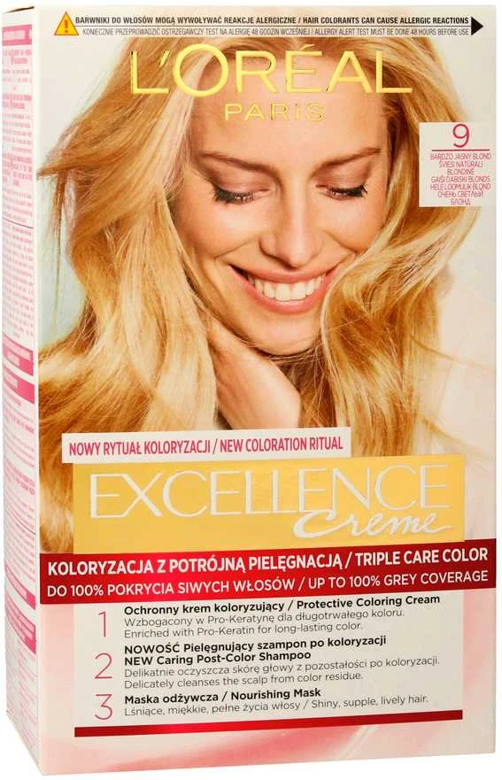 „L'Oreal Paris Excellence Creme 9“ labai šviesi blondinė