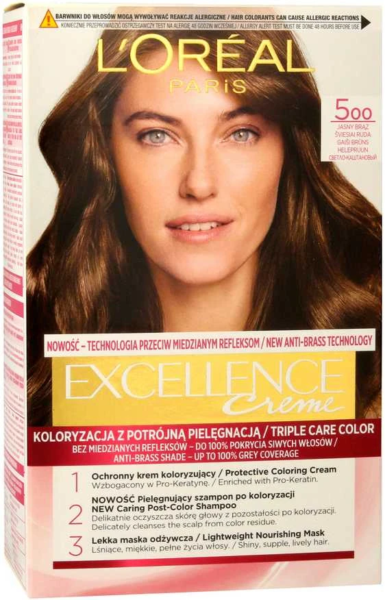 Loreal Excellence 5 šviesiai rudi plaukų dažai