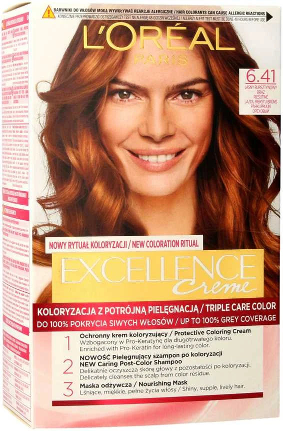 „L'Oreal Paris Excellence Creme“ 6.41 Šviesiai gintaro ruda