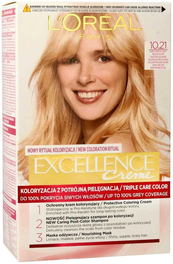 L'Oreal Excellence Creme 10.21 plaukų dažų pakuotė
