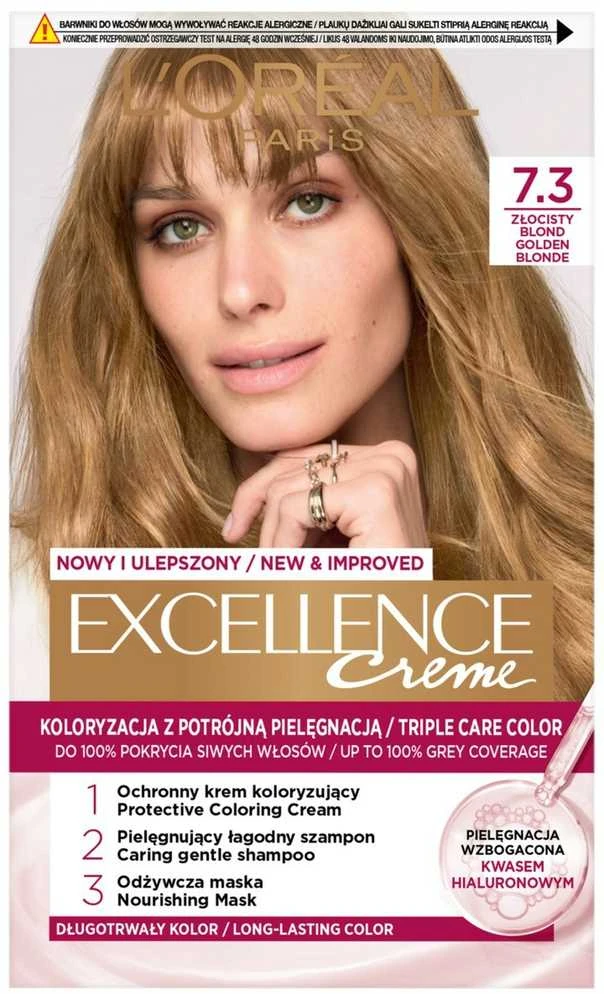 L'Oreal Excellence 7.3 plaukų dažai auksiniu atspalviu