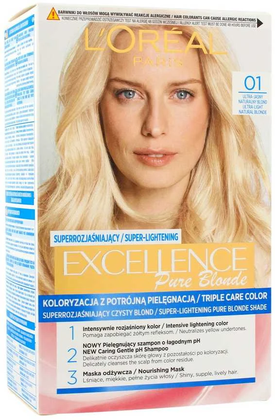 L'Oreal Excellence Creme 01 plaukų dažų pakuotė