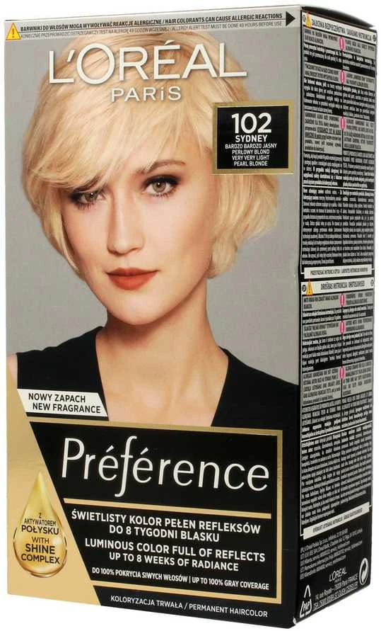 L'Oreal Preference 102 plaukų dažų pakuotė