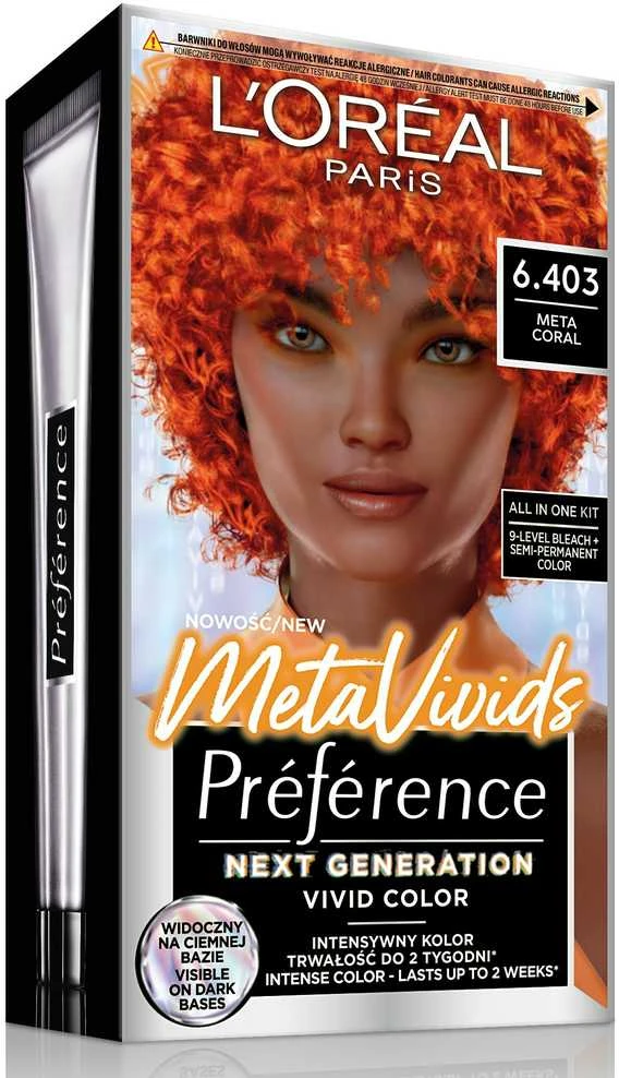 L'Oreal MetaVivids 6.403 plaukų dažų pakuotė