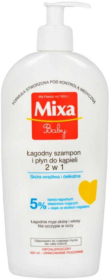Mixa Baby 2in1 švelnus šampūnas ir prausiklis plaukams bei kūnui be muilo 400ml