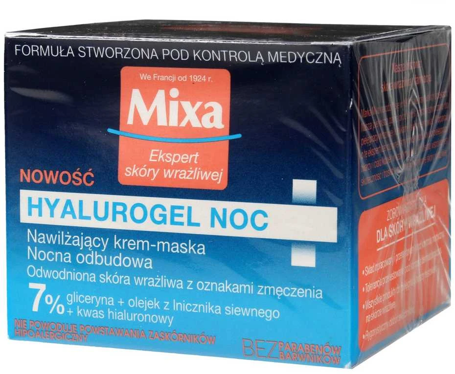 MIXA Ekspert Hyalurogel Night Moisturizing Night Kreminis-Mask drėkinamasis naktinis veido kremas-kaukė, 50 ml