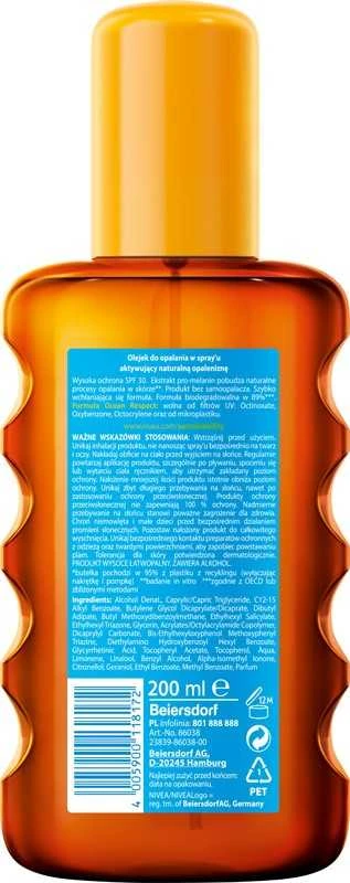 Nivea Sun Protect & Bronze Oil Purškiklis Sun Losjonas kūnui unisex, 200 ml