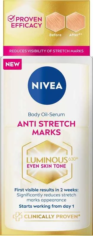 Nivea Luminous 630 kūno aliejus-serumas nuo strijų