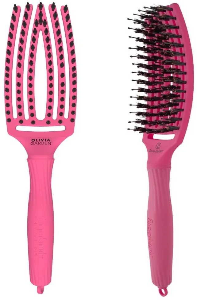 Plaukų šepetys džiovinimui Olivia Garden Fingerbrush Hot Rožinė Medium