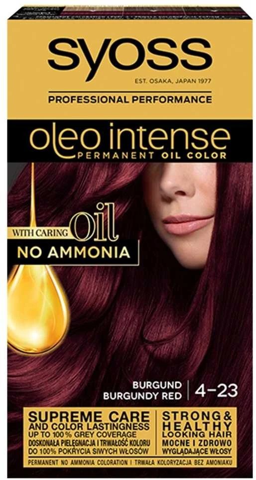 Syoss Oleo Intense 4-23 Burgundy Red pakuotė
