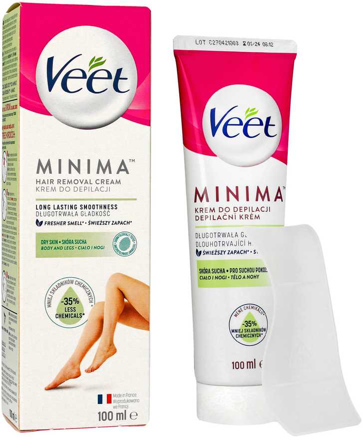 Veet Minima Hair Removal Kremas Dry Skin Depilatory Product moterims, 100 ml