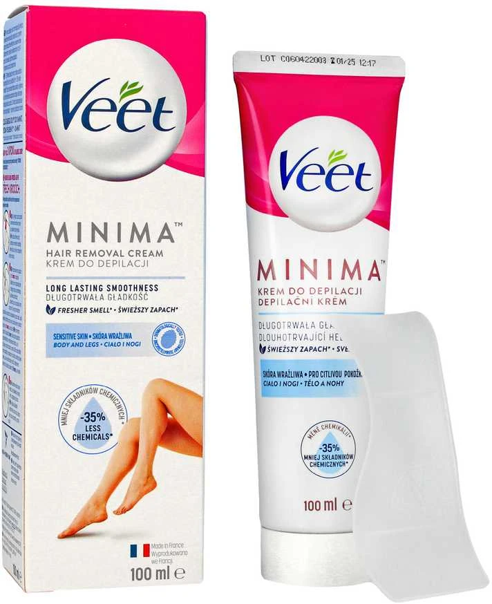Veet Minima Hair Removal Kreminis Sensitive Skin Depilatory Product moterims, 100 ml