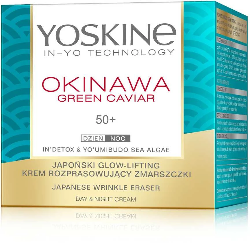Yoskine Okinawa Žalias Caviar Glow Lifting Face Kreminis raukšles lyginantis veido kremas, 50 ml