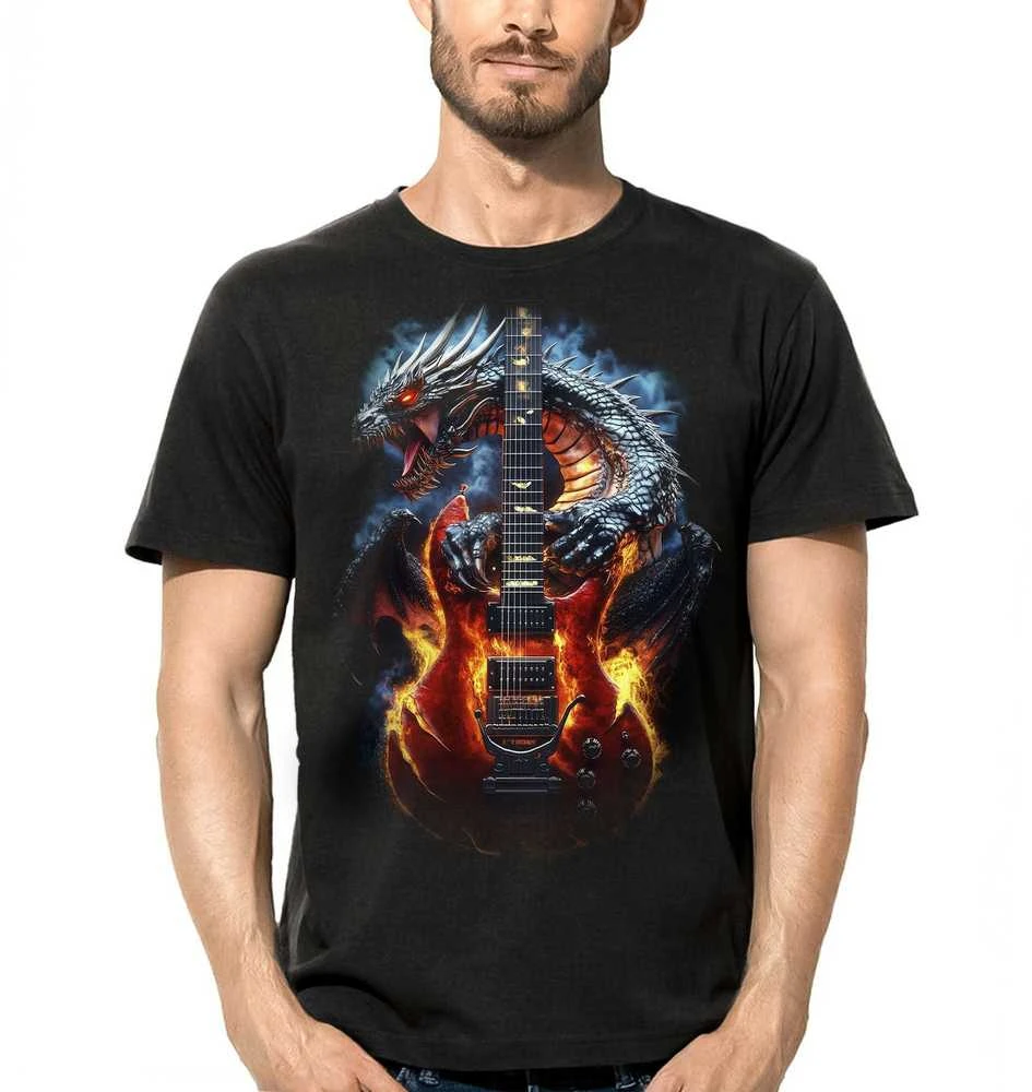 BLT Marškinėliai Burning Guitar Dragon, Dydis: L
