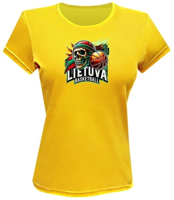 KS Moteriški Marškinėliai Lietuva Basketball Skulls (4 spalvos), Dydis: S, Pasirinkite Spalvą: Balta