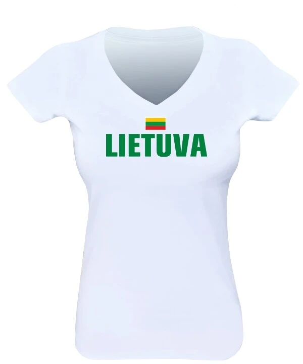 KS Moteriški Marškinėliai Lietuva Su Vyčiu Ant Nugaros (4 spalvos), Dydis: XL, Pasirinkite Spalvą: Geltona