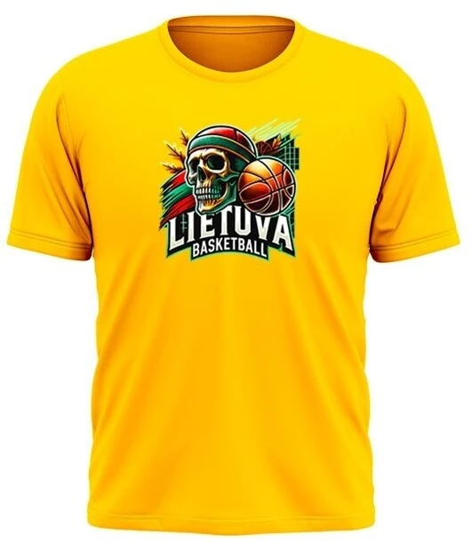 KS Vaikiški Marškinėliai Lietuva Basketball Skulls (3 spalvos), Vaikiški Dydžiai: 4 metai, Pasirinkite Spalvą: Žalia