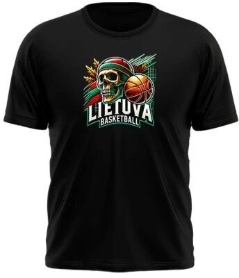 KS Vaikiški Marškinėliai Lietuva Basketball Skulls (3 spalvos), Vaikiški Dydžiai: 4 metai, Pasirinkite Spalvą: Žalia