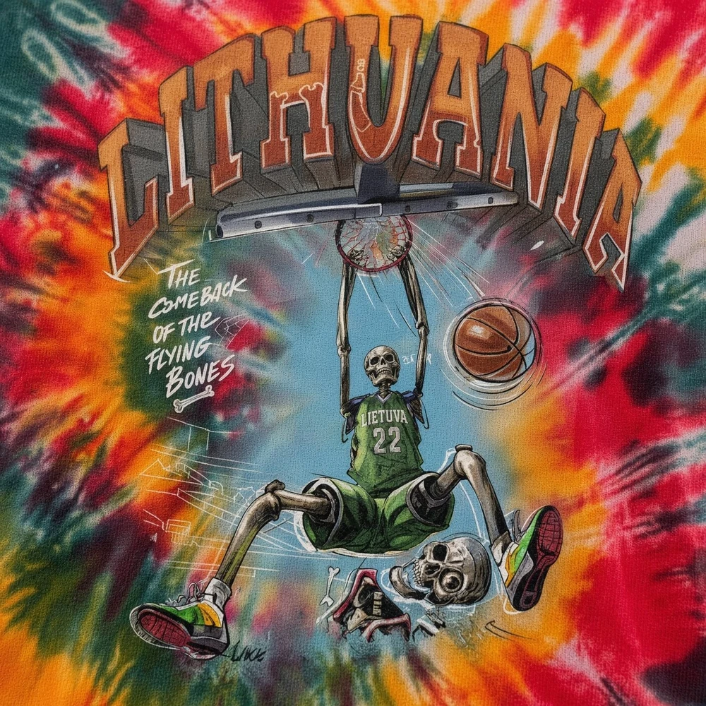 LKF Lietuva Basketball Oficialūs Tie-Dye Marškinėliai, Dydis: XXL