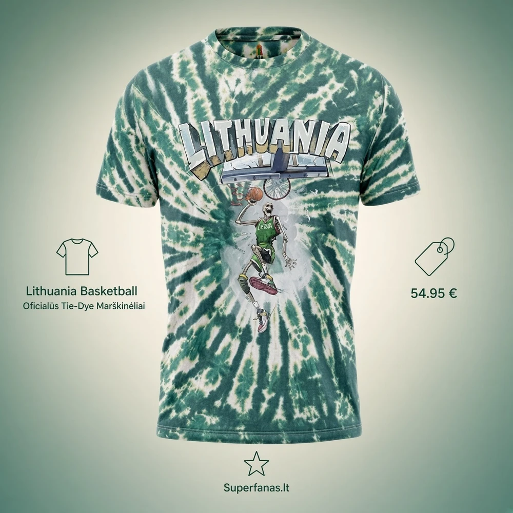 LKF Lithuania Basketball Oficialūs Tie-Dye Marškinėliai, Dydis: XXXL
