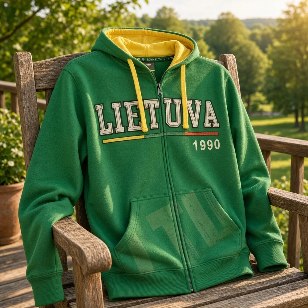 Robin Ruth Žalias Džemperis Su Užtrauktuku Lietuva 1990, Dydis: XL