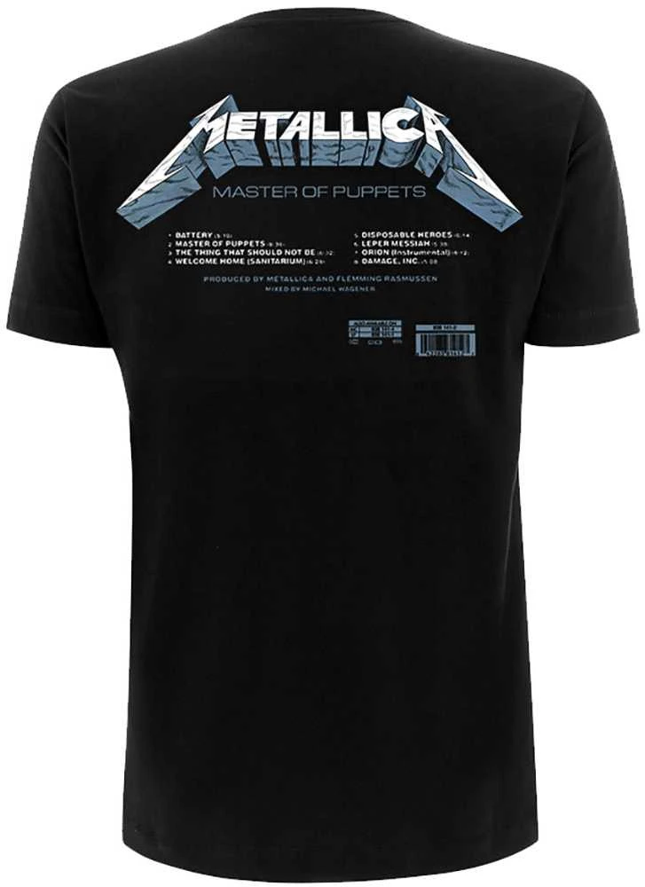 Rock Metallica Master of Puppets Tracks Marškinėliai, Dydis: XXL