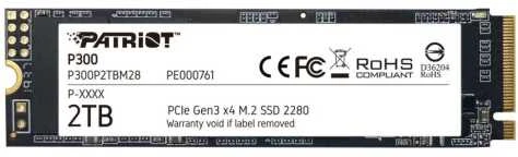 Kietasis vidinis diskas Patriot P300 M.2 PCIe Gen 3 x4 2TB SSD aprašymas - Prekės nuotrauka