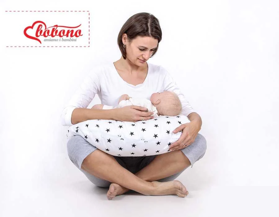 Bobono Žindymo pagalvė pilka su baltais taškeliais